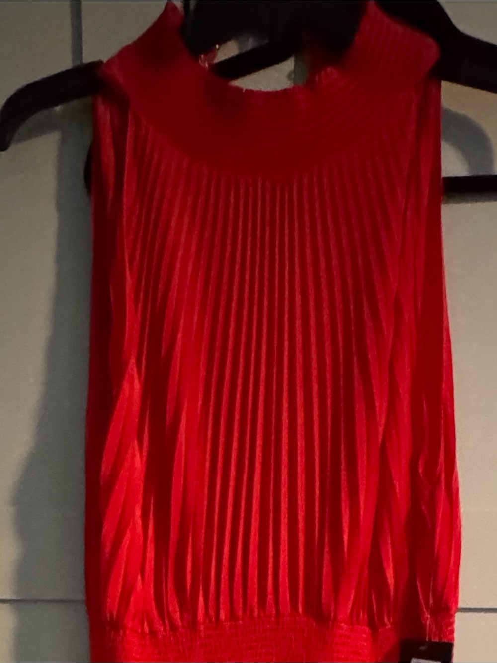 Elegant hot pink Pleated Sleeveless Midi Dress